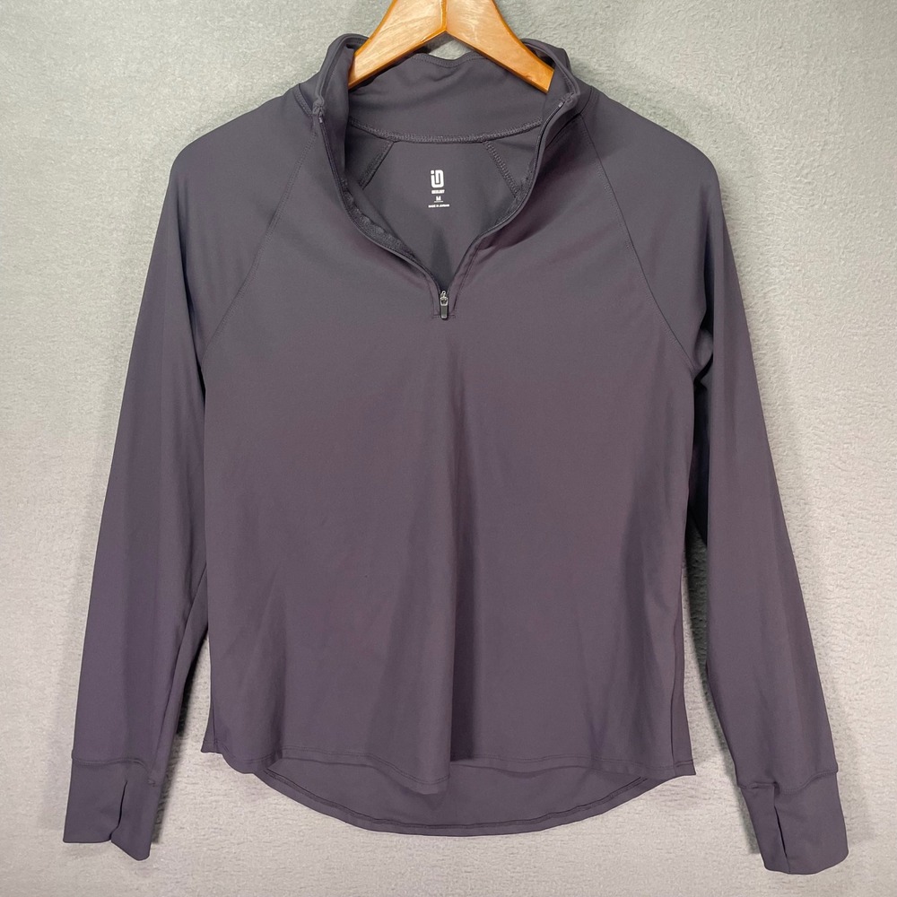 Ideology Quarter Zip Pullover Womens M Gray Athletic Thumbhole Activewear‎